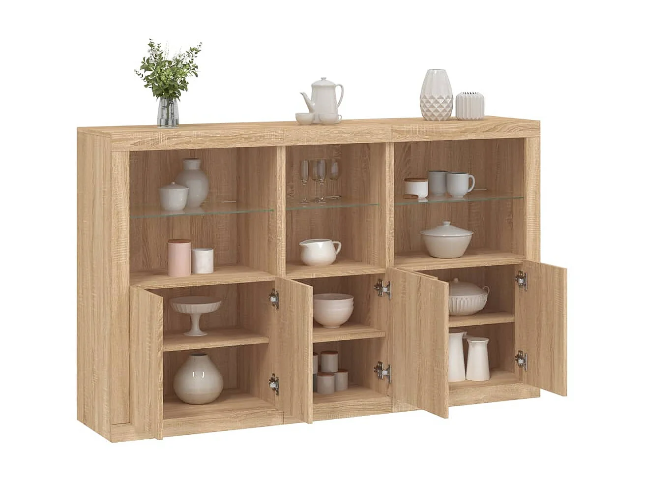 Sideboard mit LED-Leuchten Anrichte Sonoma-Eiche 162x37x100 cm -RM10445