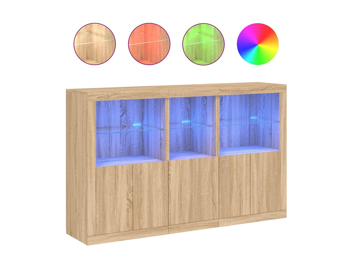 Sideboard mit LED-Leuchten Anrichte Sonoma-Eiche 162x37x100 cm -RM10445