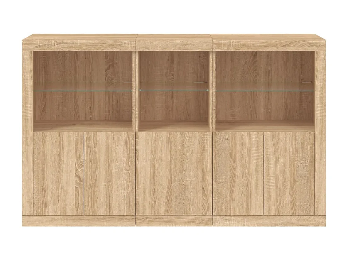 Sideboard mit LED-Leuchten Anrichte Sonoma-Eiche 162x37x100 cm -RM10445
