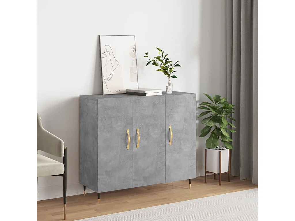 Sideboard Lowboard - Betongrau 90x34x80 cm Holzwerkstoff -RM58770