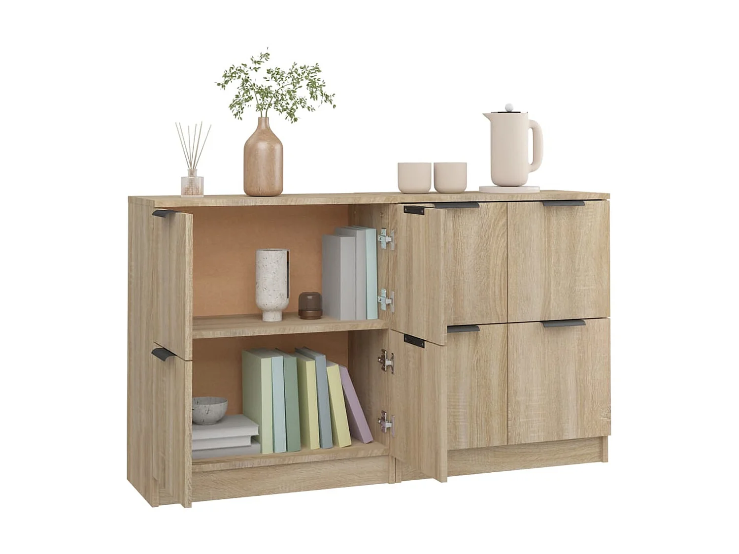 Sideboards im 2er-Set Lowboards Sonoma Eiche 60x30x70 cm Holzwerkstoff -RM71938