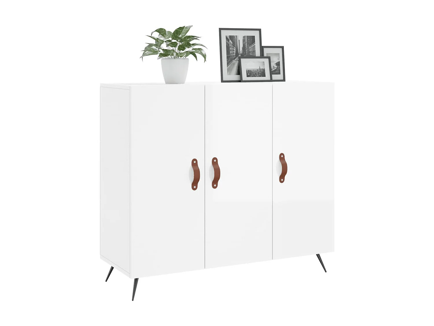 Sideboard Lowboard - Hochglanz-Weiß 90x34x80 cm Holzwerkstoff -RM62085
