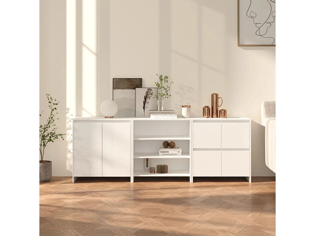 3-tlg. Sideboard Anrichte Weiß Holzwerkstoff -RM97226