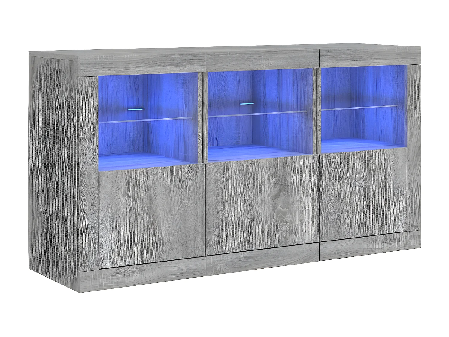 Sideboard Grau Anrichte mit LED-Leuchten Sonoma 123x37x67 cm -RM67846