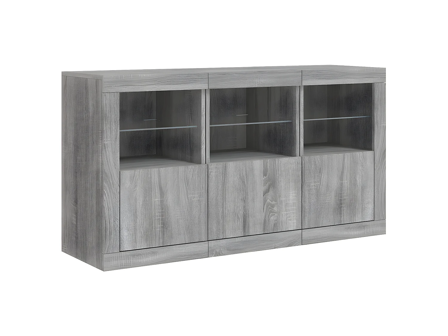 Sideboard Grau Anrichte mit LED-Leuchten Sonoma 123x37x67 cm -RM67846