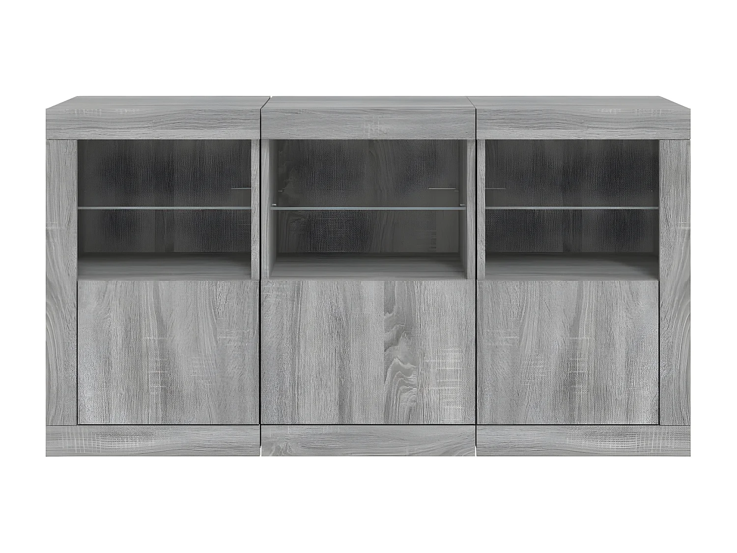 Sideboard Grau Anrichte mit LED-Leuchten Sonoma 123x37x67 cm -RM67846
