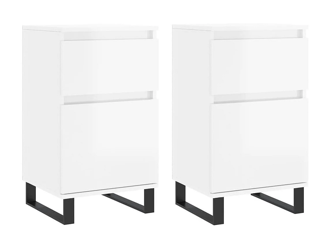Sideboards im 2er-Set Lowboards Hochglanz-Weiß 40x35x70 cm Holzwerkstoff -RM89370