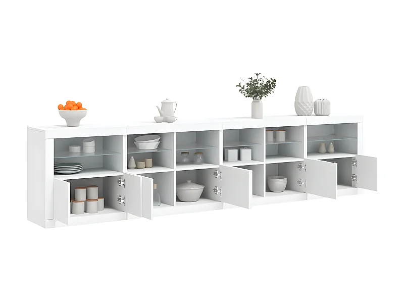 Sideboard mit LED-Leuchten Anrichte Weiß 283x37x67 cm -RM96983