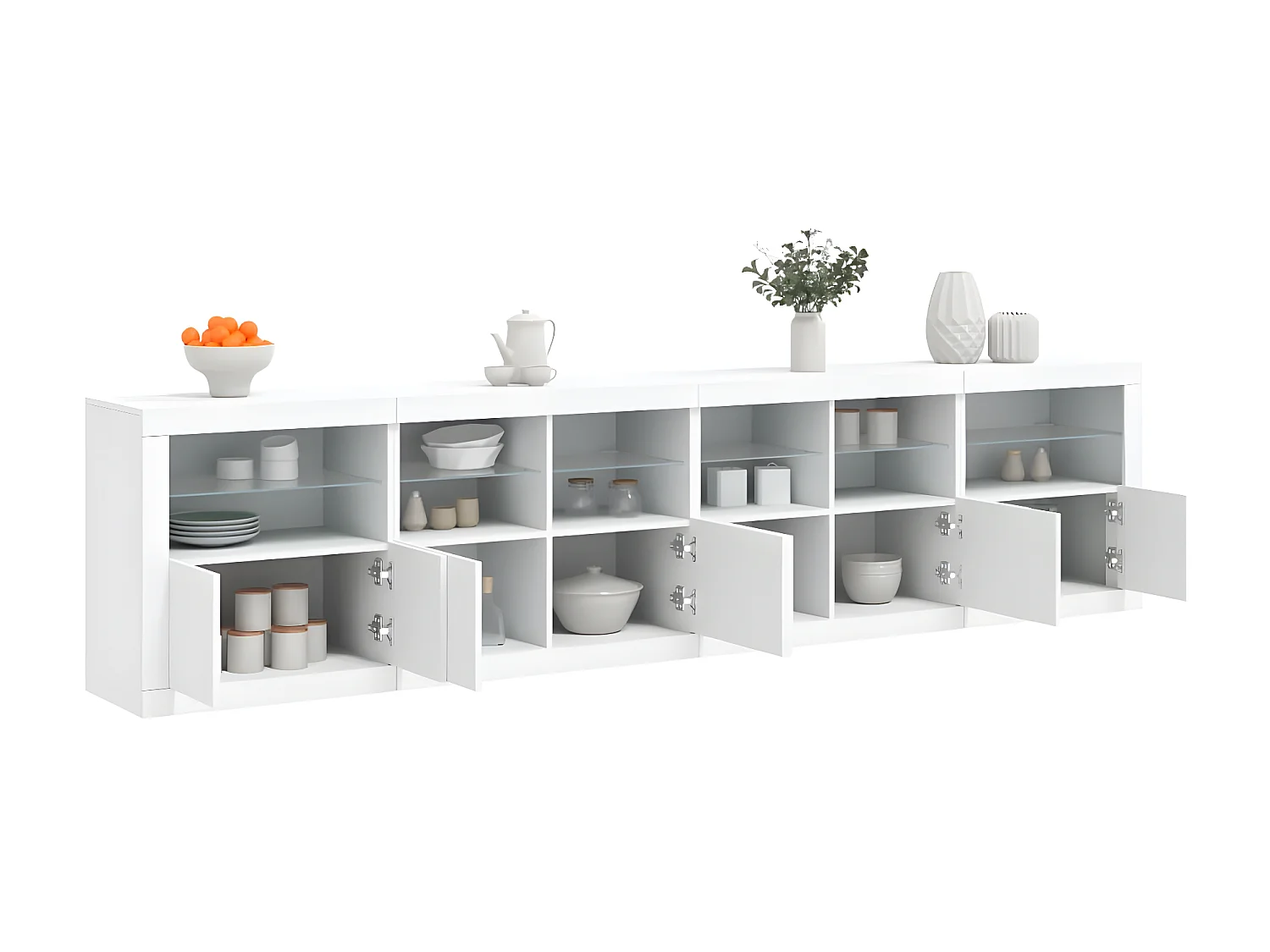 Sideboard mit LED-Leuchten Anrichte Weiß 283x37x67 cm -RM96983