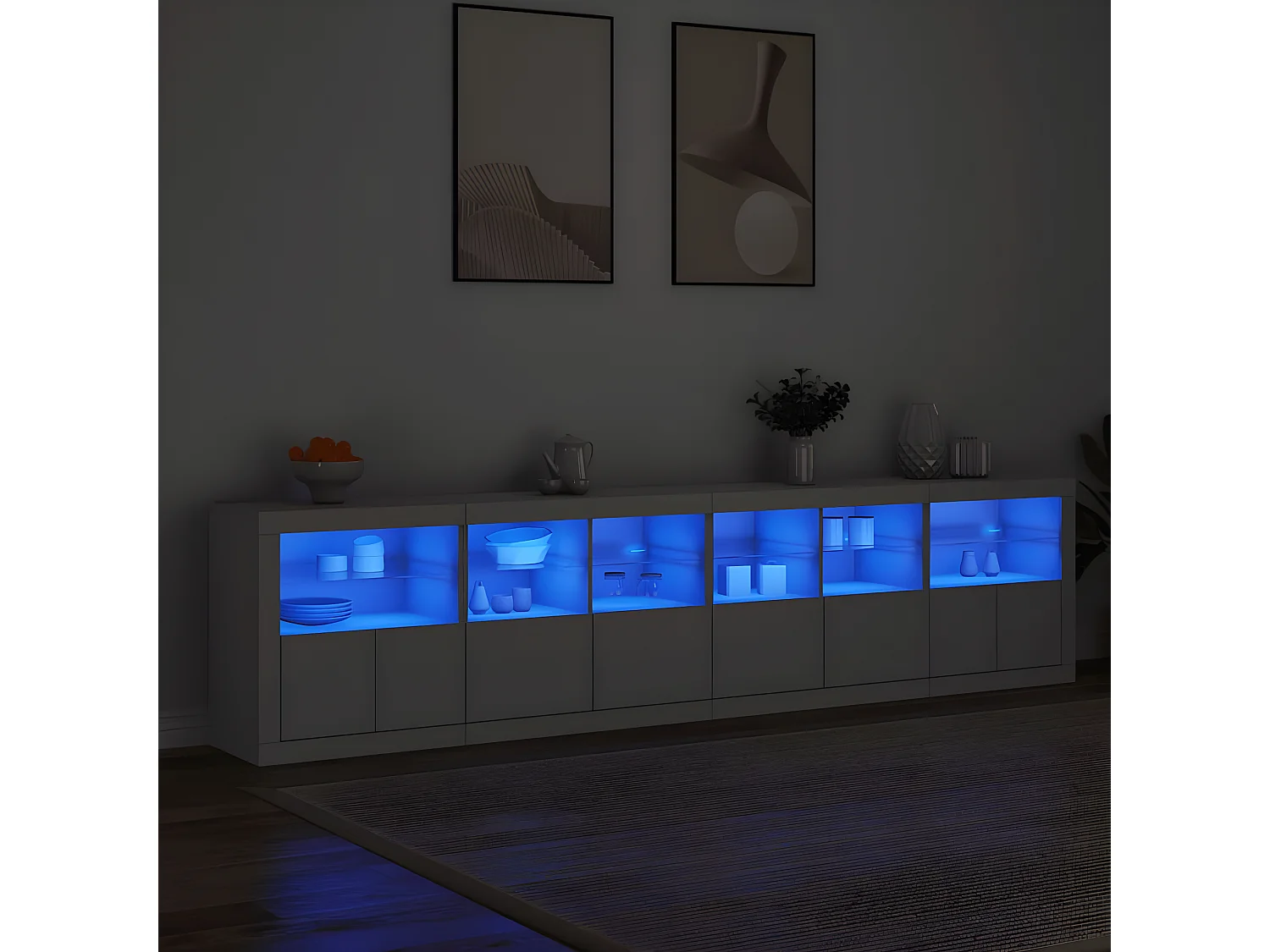 Sideboard mit LED-Leuchten Anrichte Weiß 283x37x67 cm -RM96983