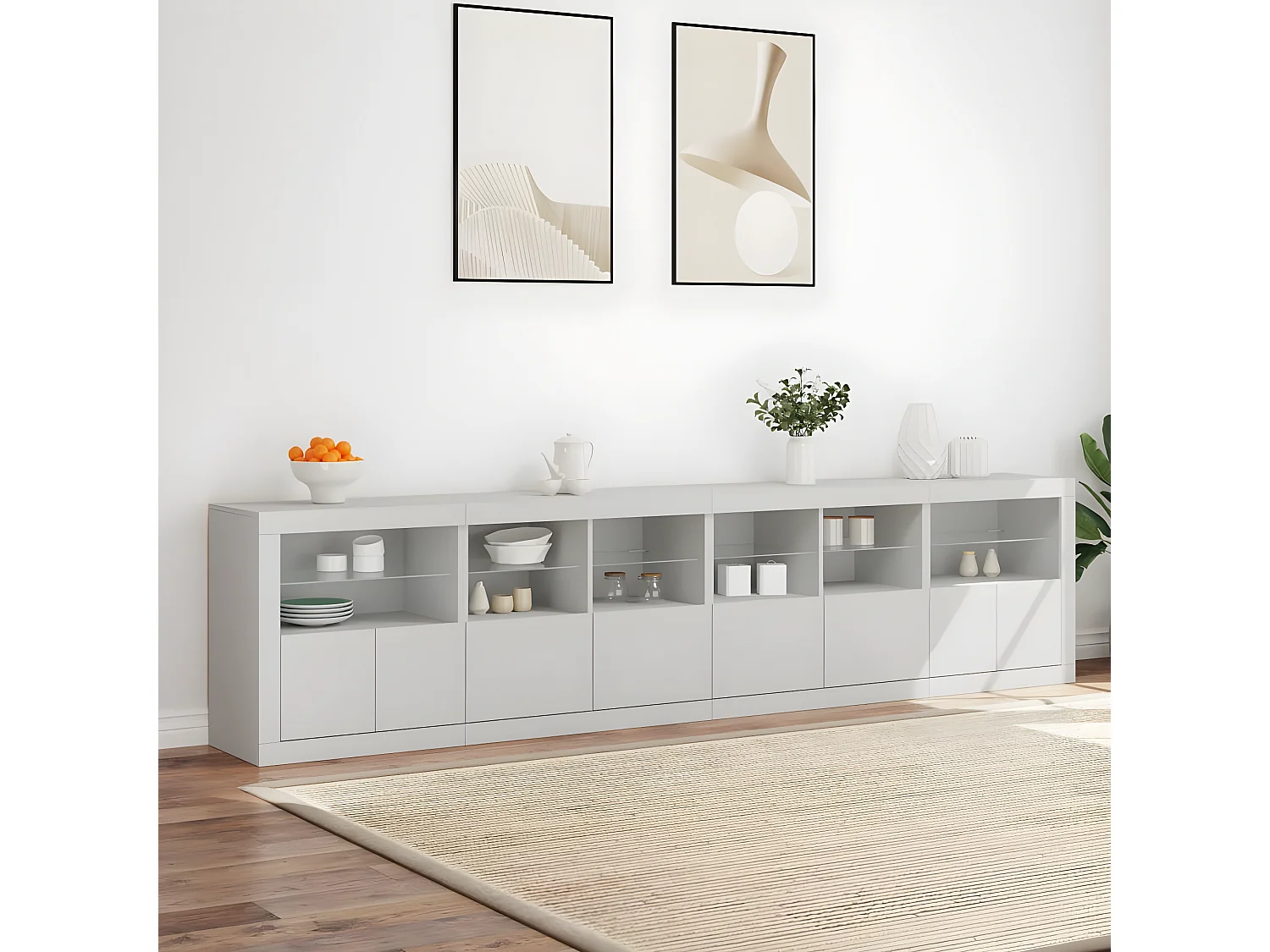 Sideboard mit LED-Leuchten Anrichte Weiß 283x37x67 cm -RM96983