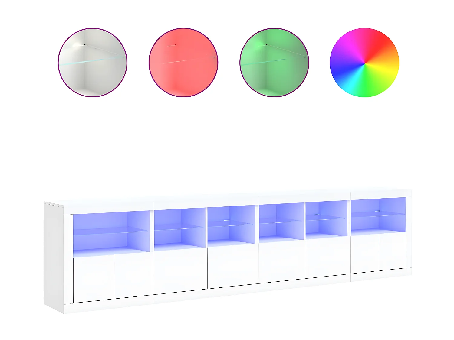 Sideboard mit LED-Leuchten Anrichte Weiß 283x37x67 cm -RM96983