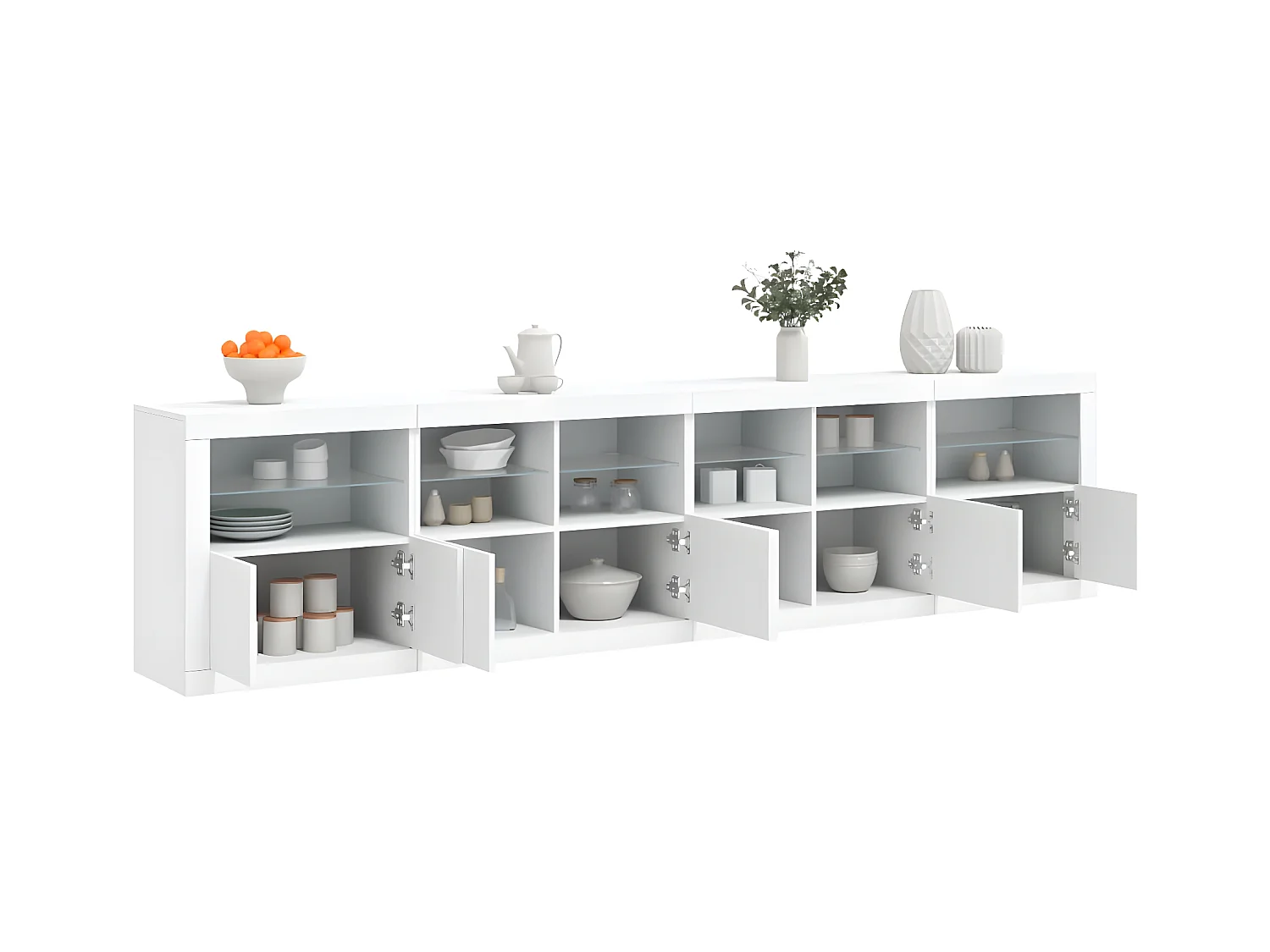 Sideboard mit LED-Leuchten Anrichte Weiß 283x37x67 cm -RM96983