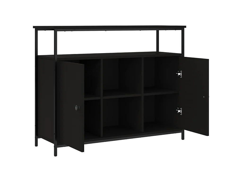 Sideboard Schwarz Anrichte 100x35x80 cm Holzwerkstoff -RM41808