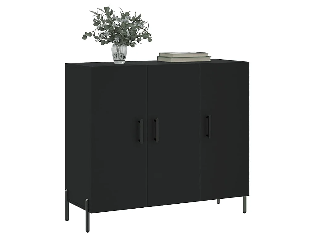 Sideboard Schwarz Anrichte 90x34x80 cm Holzwerkstoff -RM75269