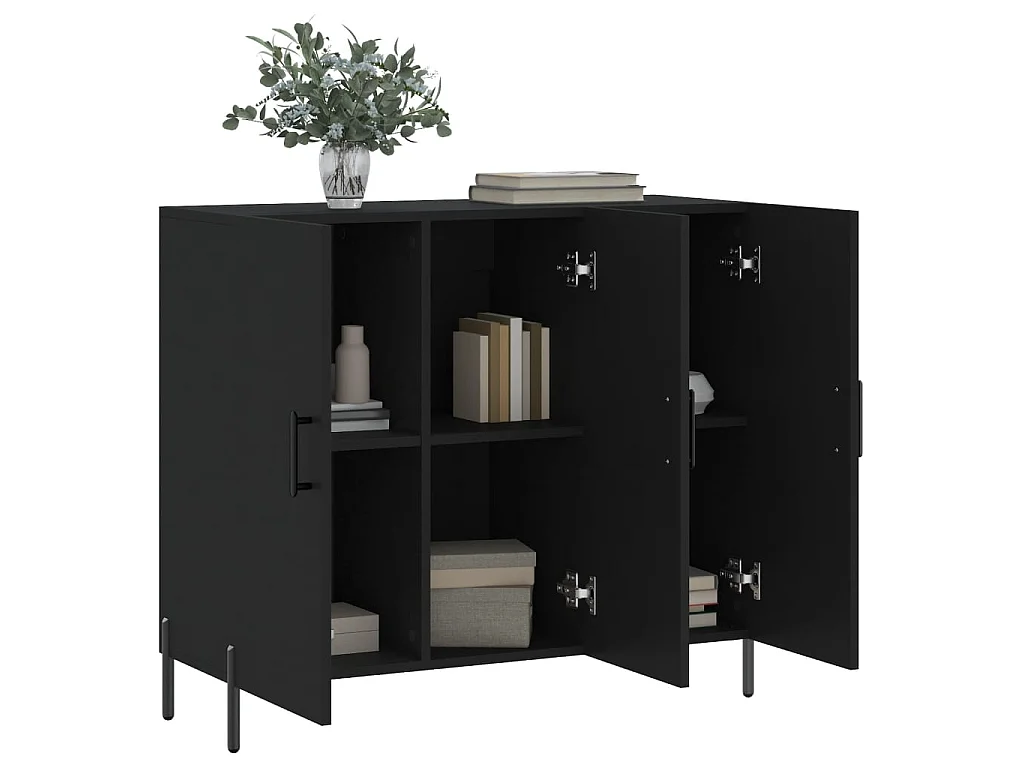 Sideboard Schwarz Anrichte 90x34x80 cm Holzwerkstoff -RM75269