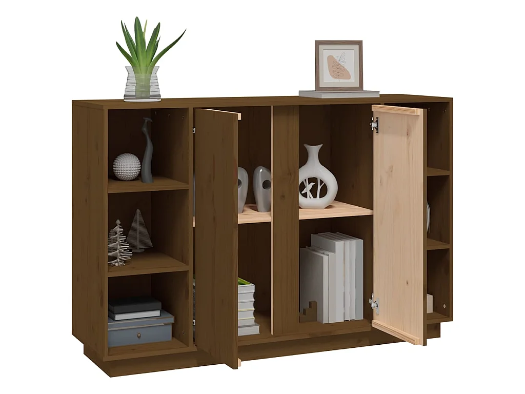 Sideboard Lowboard - Honigbraun 120x35x80 cm Massivholz Kiefer -RM57520