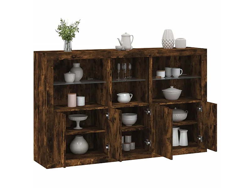 Sideboard mit LED-Leuchten Anrichte Räuchereiche 162x37x100 cm -RM68331