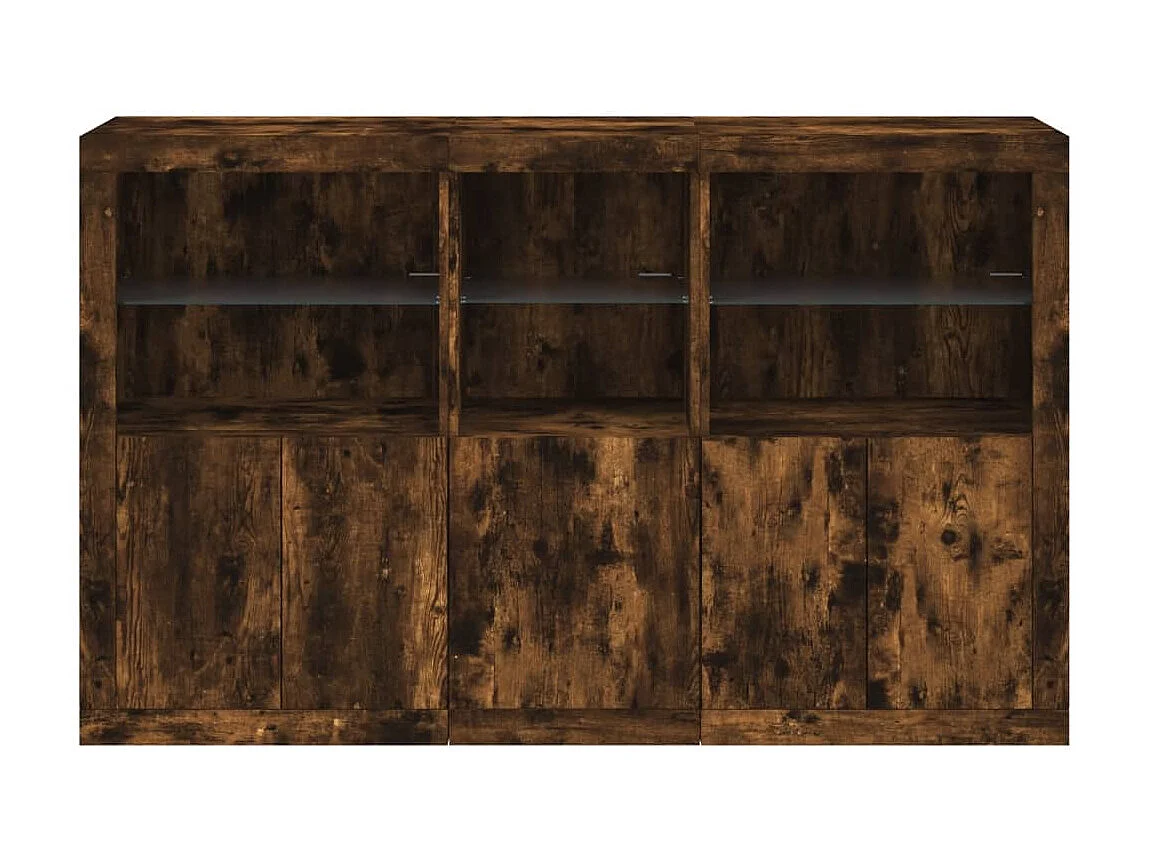 Sideboard mit LED-Leuchten Anrichte Räuchereiche 162x37x100 cm -RM68331