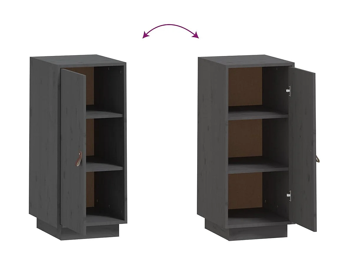 Sideboard Grau - Lowboard 34x40x75 cm Massivholz Kiefer -RM94244