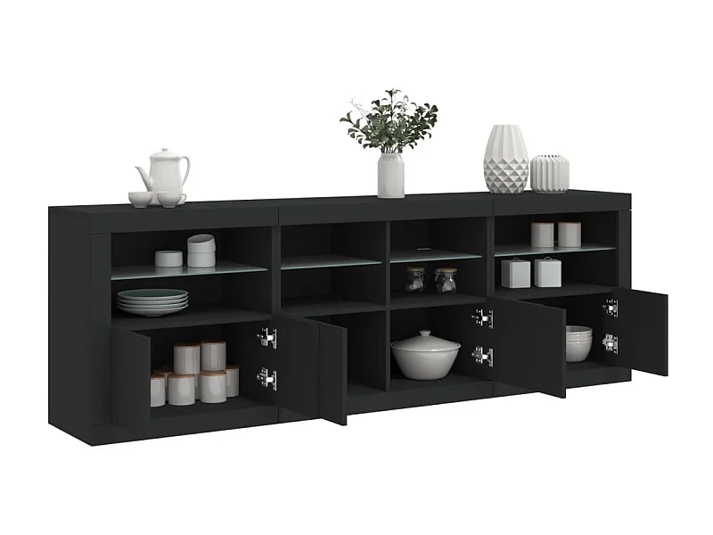 Sideboard mit LED-Leuchten Anrichte Schwarz 202x37x67 cm -RM88475