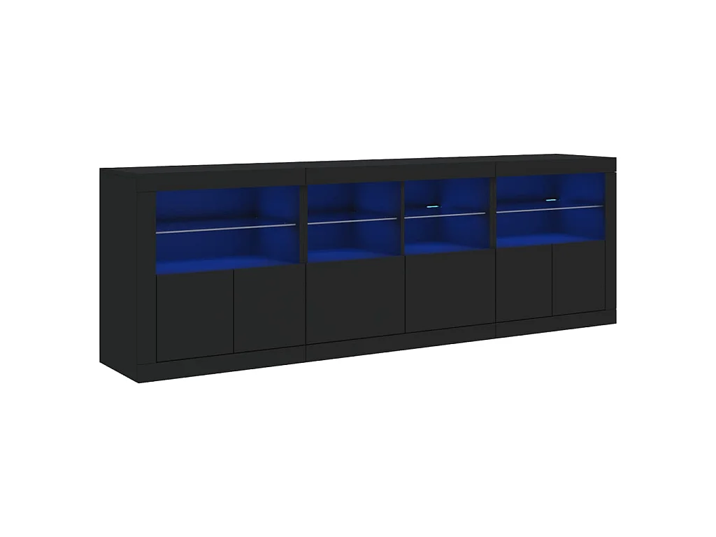 Sideboard mit LED-Leuchten Anrichte Schwarz 202x37x67 cm -RM88475