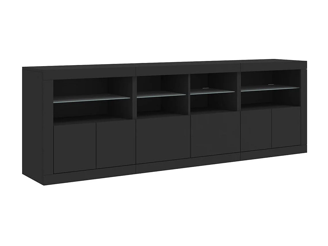 Sideboard mit LED-Leuchten Anrichte Schwarz 202x37x67 cm -RM88475