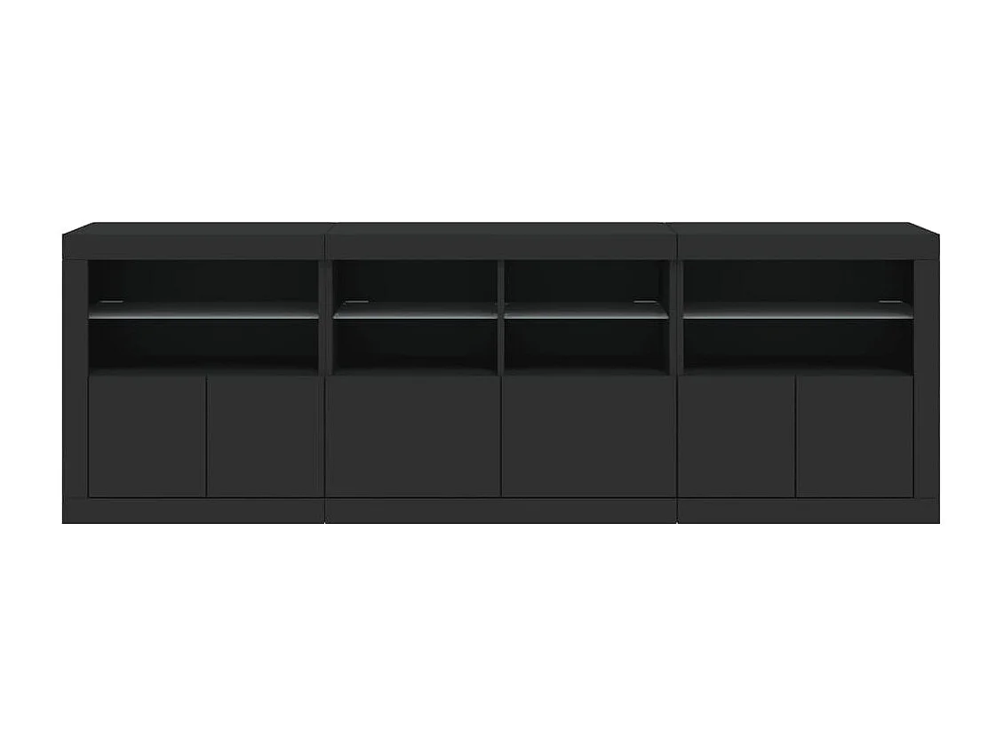 Sideboard mit LED-Leuchten Anrichte Schwarz 202x37x67 cm -RM88475