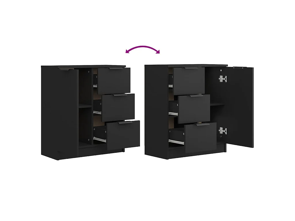 Sideboard Schwarz Anrichte 60x30x70 cm Holzwerkstoff -RM91400