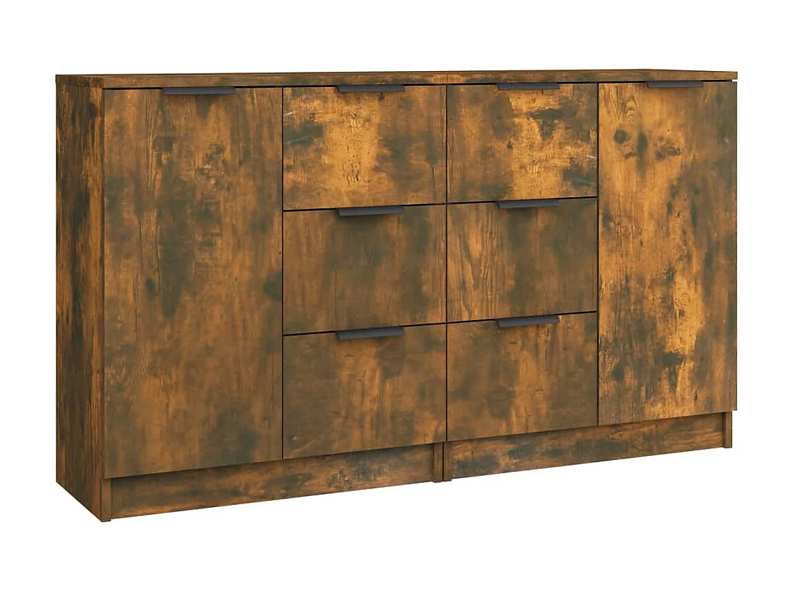 Sideboards im 2er-Set Lowboards Räuchereiche 60x30x70 cm Holzwerkstoff -RM83325