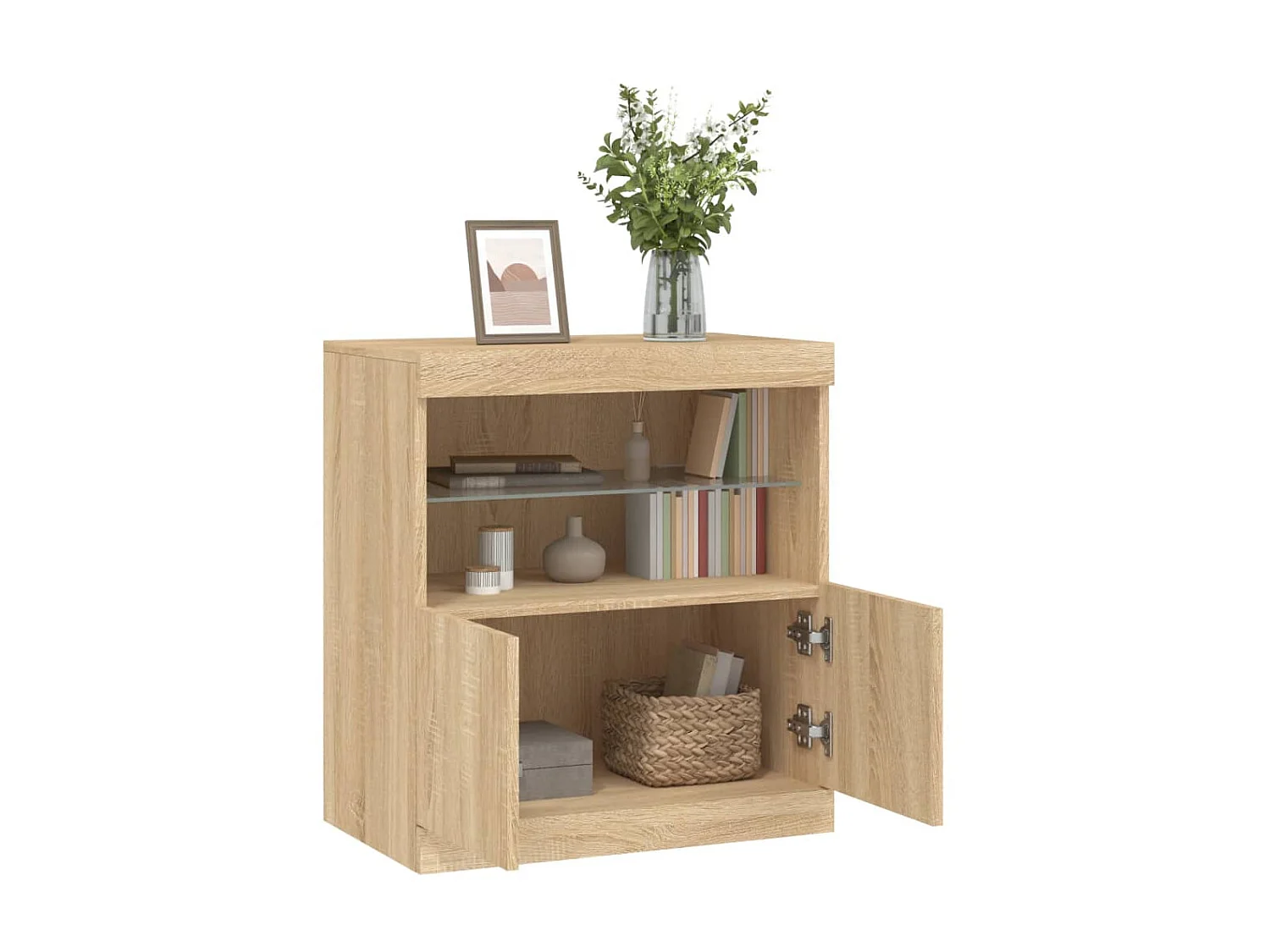 Sideboard mit LED-Leuchten Anrichte Sonoma-Eiche 60x37x67 cm -RM46953