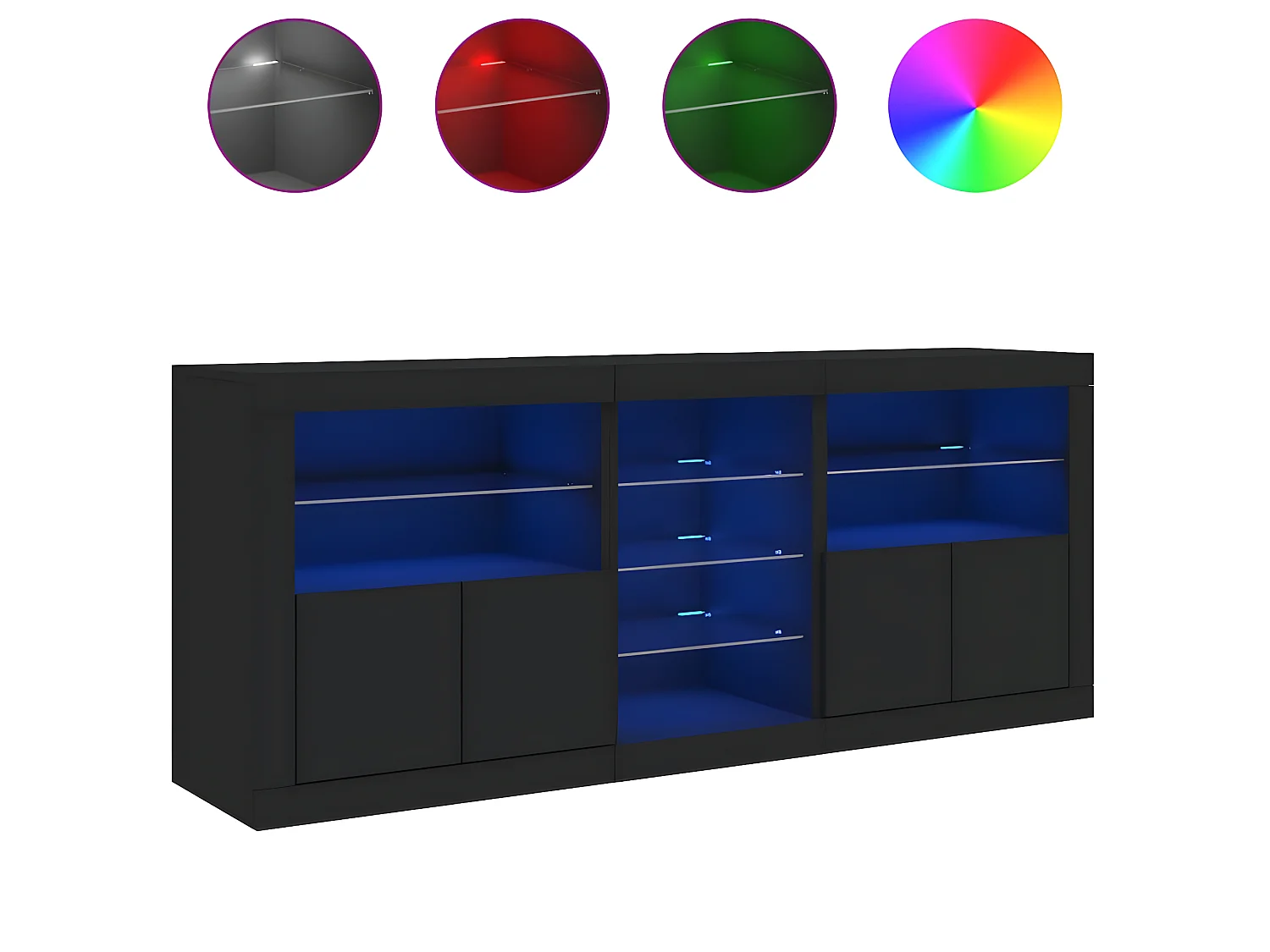 Sideboard mit LED-Leuchten Anrichte Schwarz 162x37x67 cm -RM20337