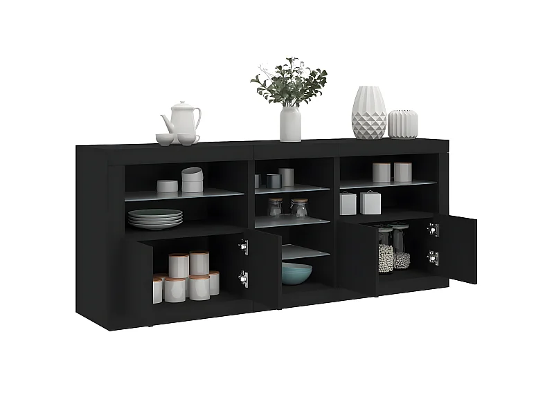 Sideboard mit LED-Leuchten Anrichte Schwarz 162x37x67 cm -RM20337
