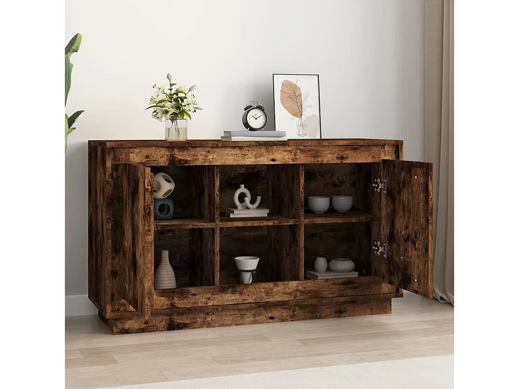 Sideboard Anrichte Räuchereiche 102x35x60 cm Holzwerkstoff -RM49280