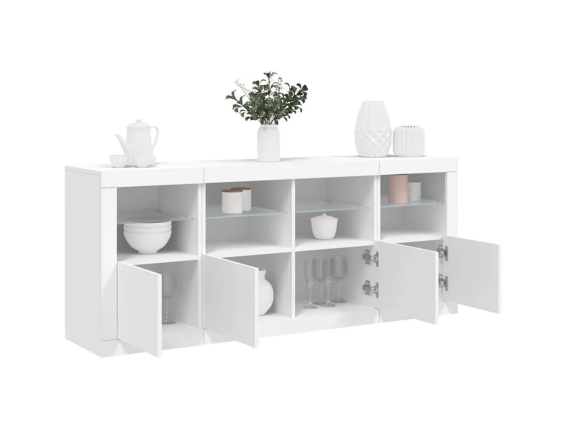 Sideboard mit LED-Leuchten Anrichte Weiß 163x37x67 cm -RM24064