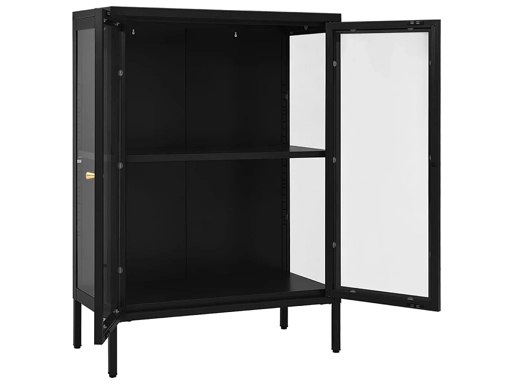 Sideboard Schwarz Anrichte 75x35x105 cm Stahl und Glas -RM94784