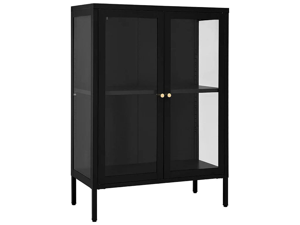 Sideboard Schwarz Anrichte 75x35x105 cm Stahl und Glas -RM94784