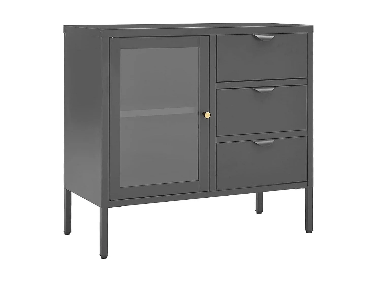 Sideboard Lowboard - Anthrazit 75x35x70 cm Stahl und Hartglas -RM23266