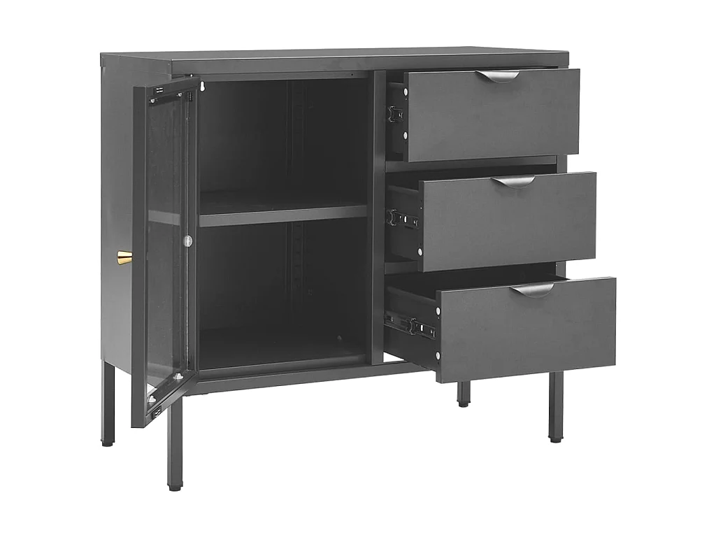 Sideboard Lowboard - Anthrazit 75x35x70 cm Stahl und Hartglas -RM23266