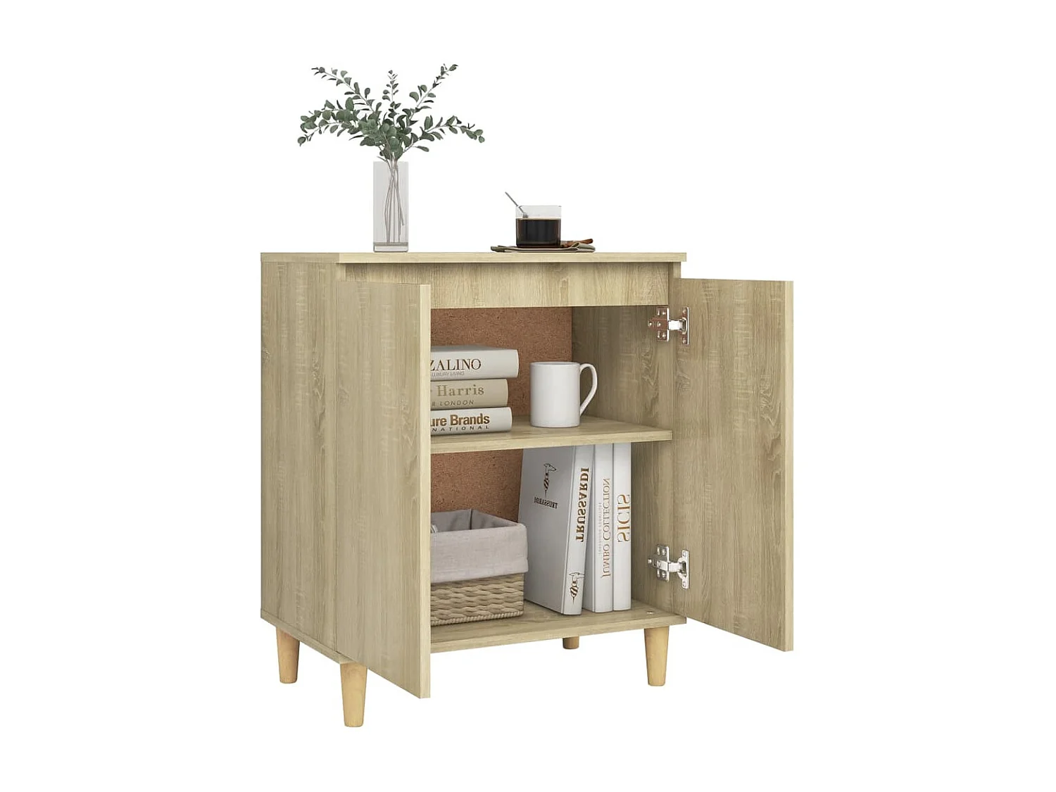 Sideboard Anrichte mit Massivholz-Beinen + Türen Sonoma-Eiche 60x35x70 cm -RM37707