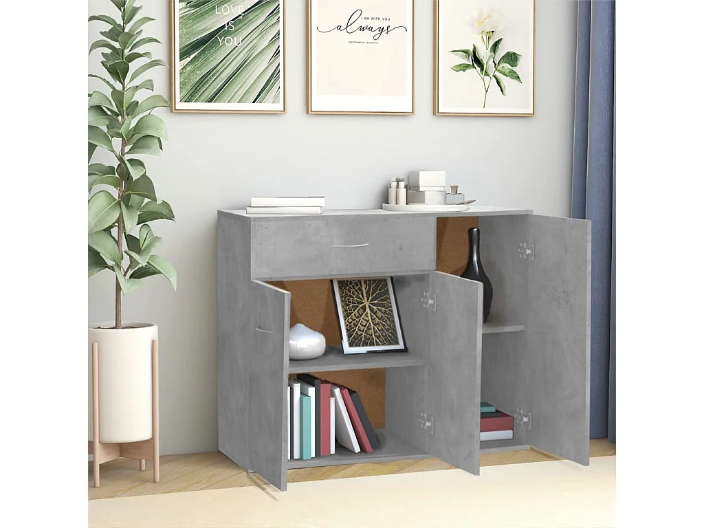 Sideboard Lowboard - Betongrau 88x30x70 cm Holzwerkstoff -RM76910