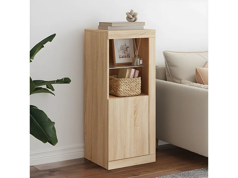 Sideboard mit LED-Leuchten Anrichte Sonoma-Eiche 41x37x100 cm -RM95396