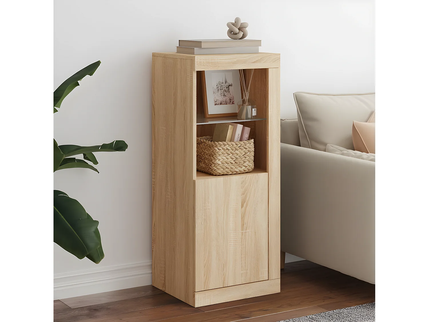 Sideboard mit LED-Leuchten Anrichte Sonoma-Eiche 41x37x100 cm -RM95396