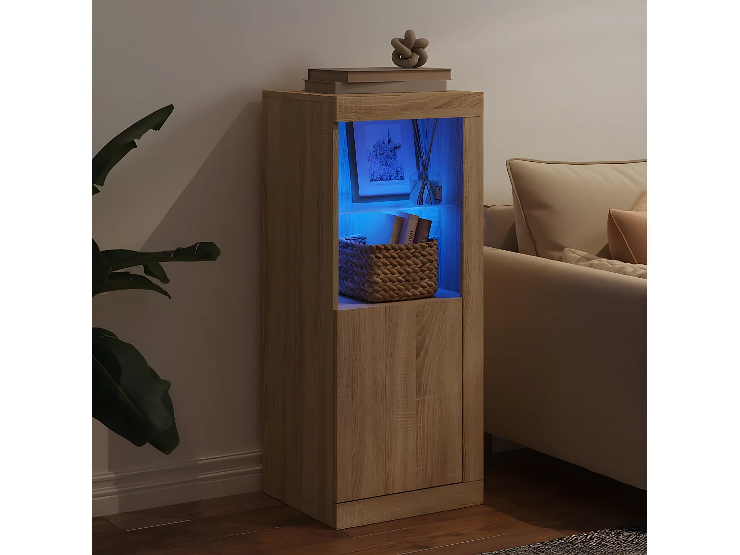 Sideboard mit LED-Leuchten Anrichte Sonoma-Eiche 41x37x100 cm -RM95396