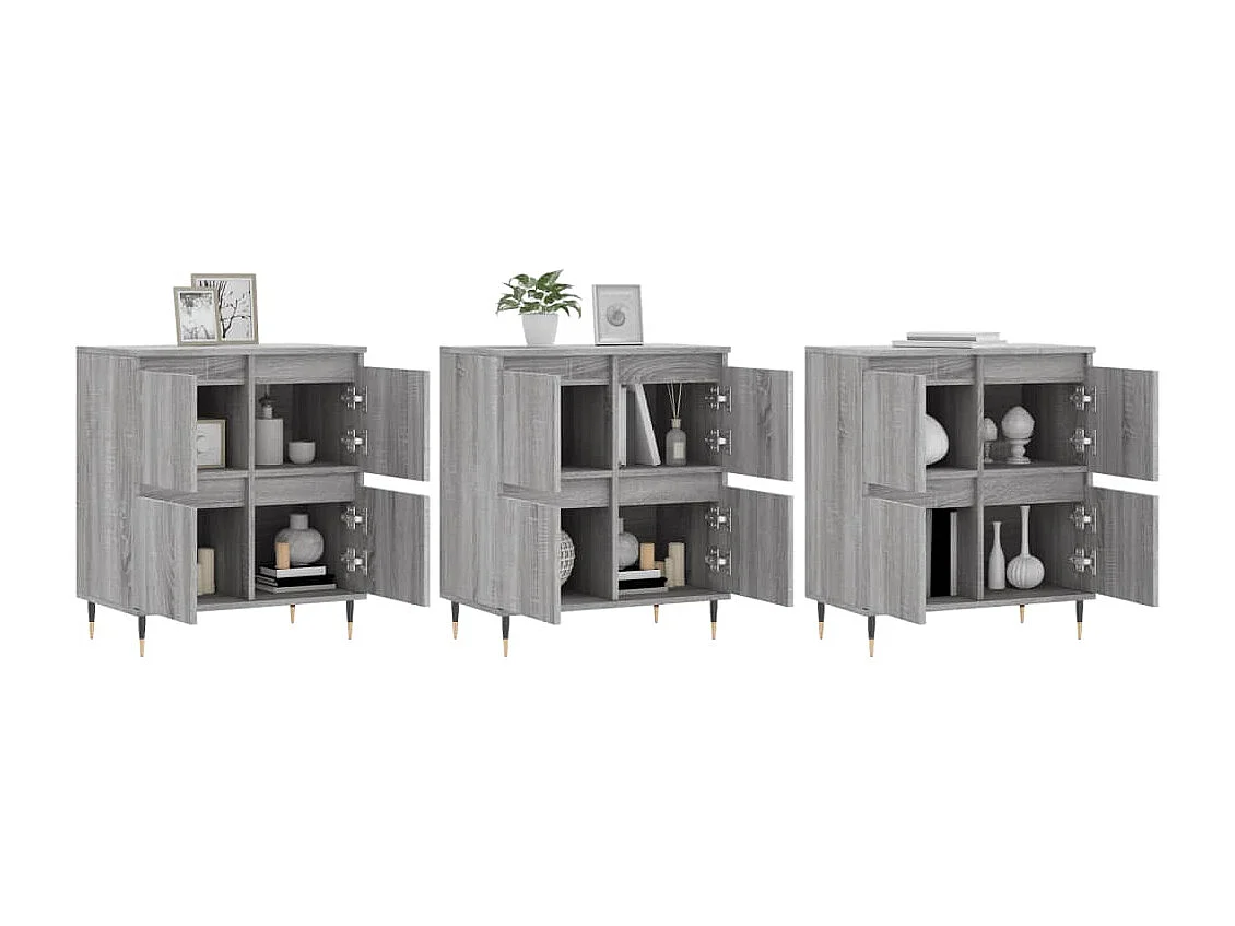 Sideboards Grau im 3er-Set Anrichten Sonoma Holzwerkstoff -RM80431