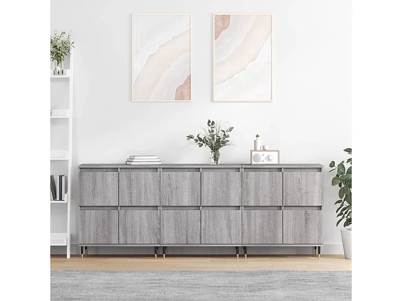 Sideboards Grau im 3er-Set Anrichten Sonoma Holzwerkstoff -RM80431