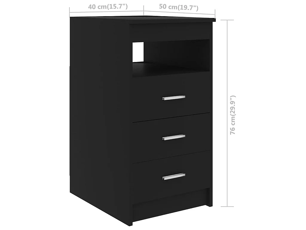 Sideboard mit Schubladen Anrichte Schwarz 40x50x76 cm Holzwerkstoff -RM52978