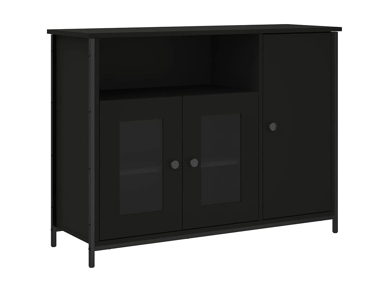 Sideboard Schwarz Anrichte 100x35x75 cm Holzwerkstoff -RM43942