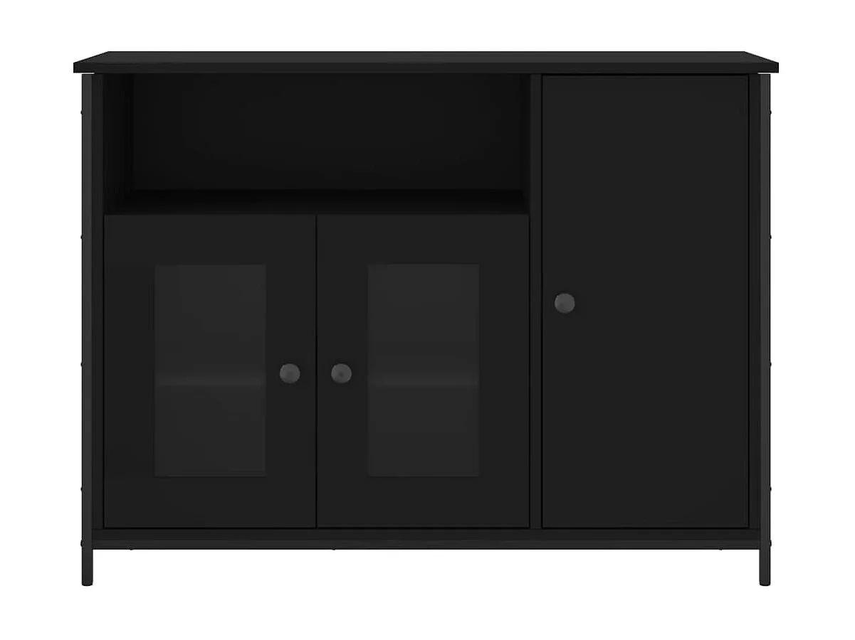 Sideboard Schwarz Anrichte 100x35x75 cm Holzwerkstoff -RM43942