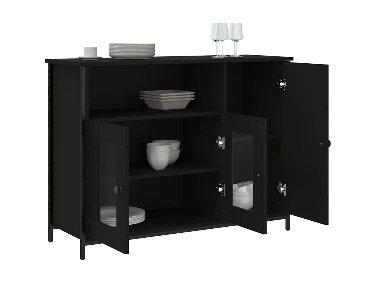 Sideboard Schwarz Anrichte 100x35x75 cm Holzwerkstoff -RM43942